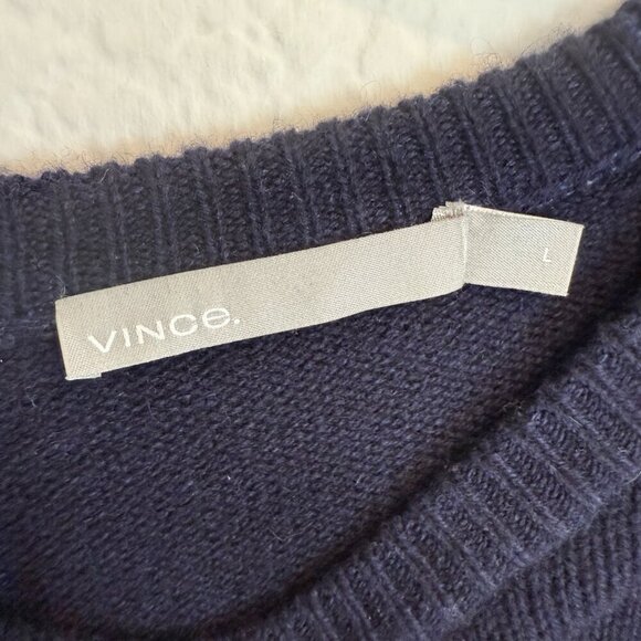 Vince Wool Cashmere Blend Sweater Navy Blue Size Large FLAW - Picture 8 of 13